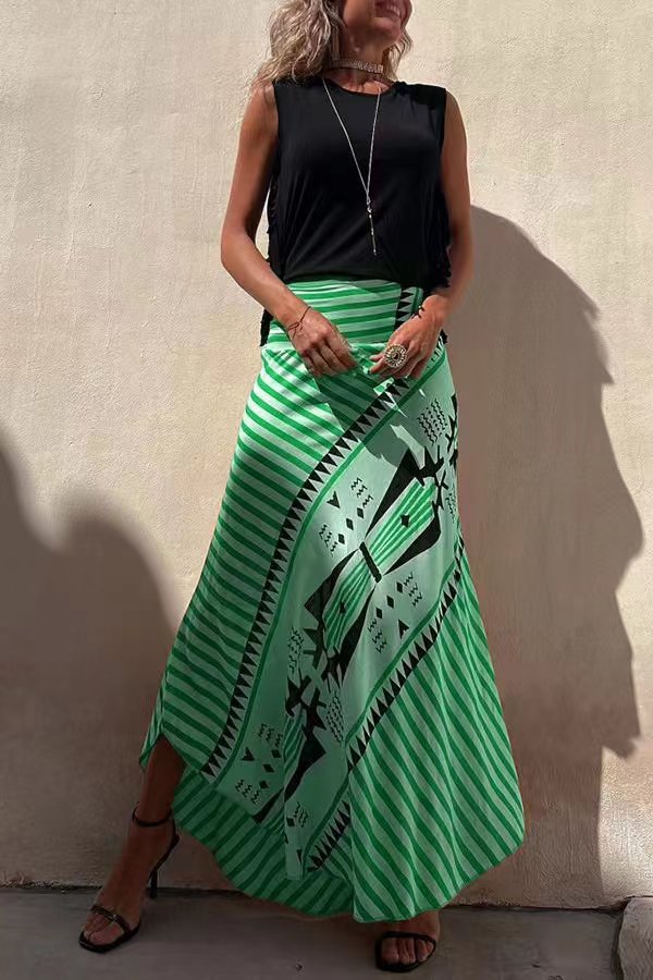Damenrock | Elastischer Bund Mit Geometrischem Muster