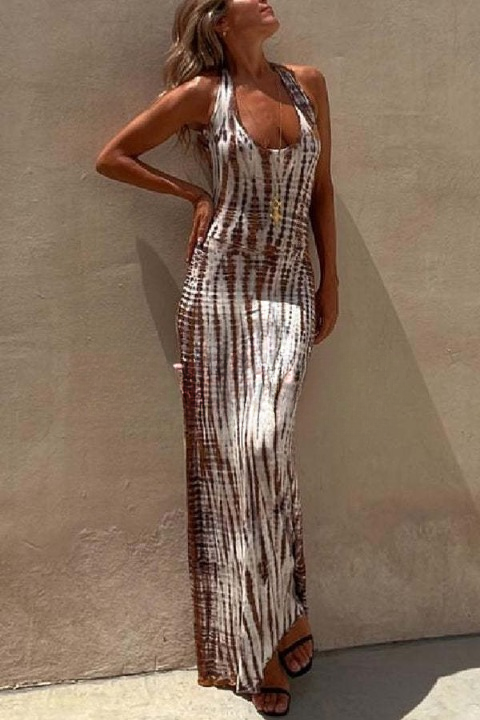Sommerkleid Damen | Maxi mit Tie-Dye-Print & Rückenausschnitt