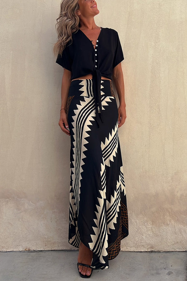 Damenrock | Elastischer Bund Mit Geometrischem Muster