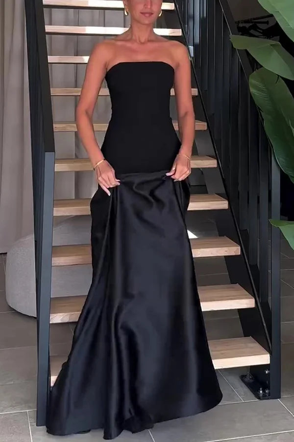 Kleid Hochzeitsgast Damen | Maxi mit Bandeau & zweiteiligem Oberteil