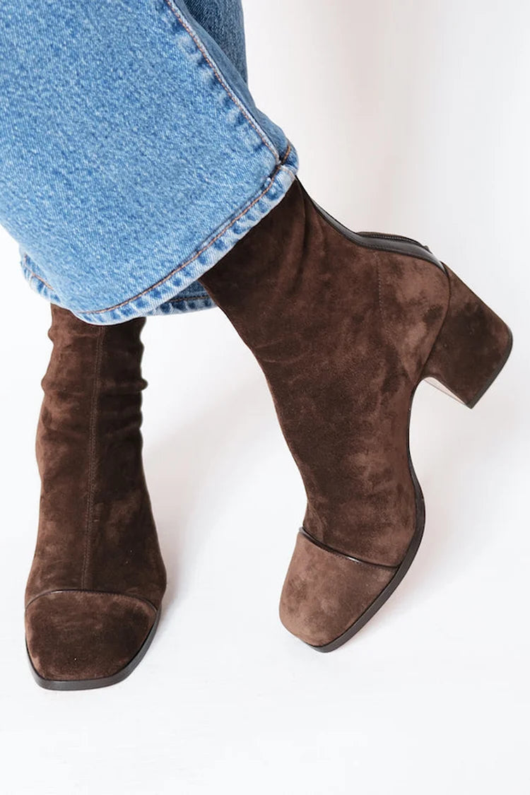 Stiefeletten Damen | Blockabsatz & Eckiger Zehenpartie