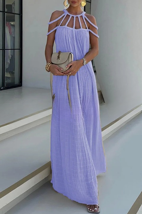 Sommerkleid Damen | Maxi mit Flechtdetail & Cold-Shoulder