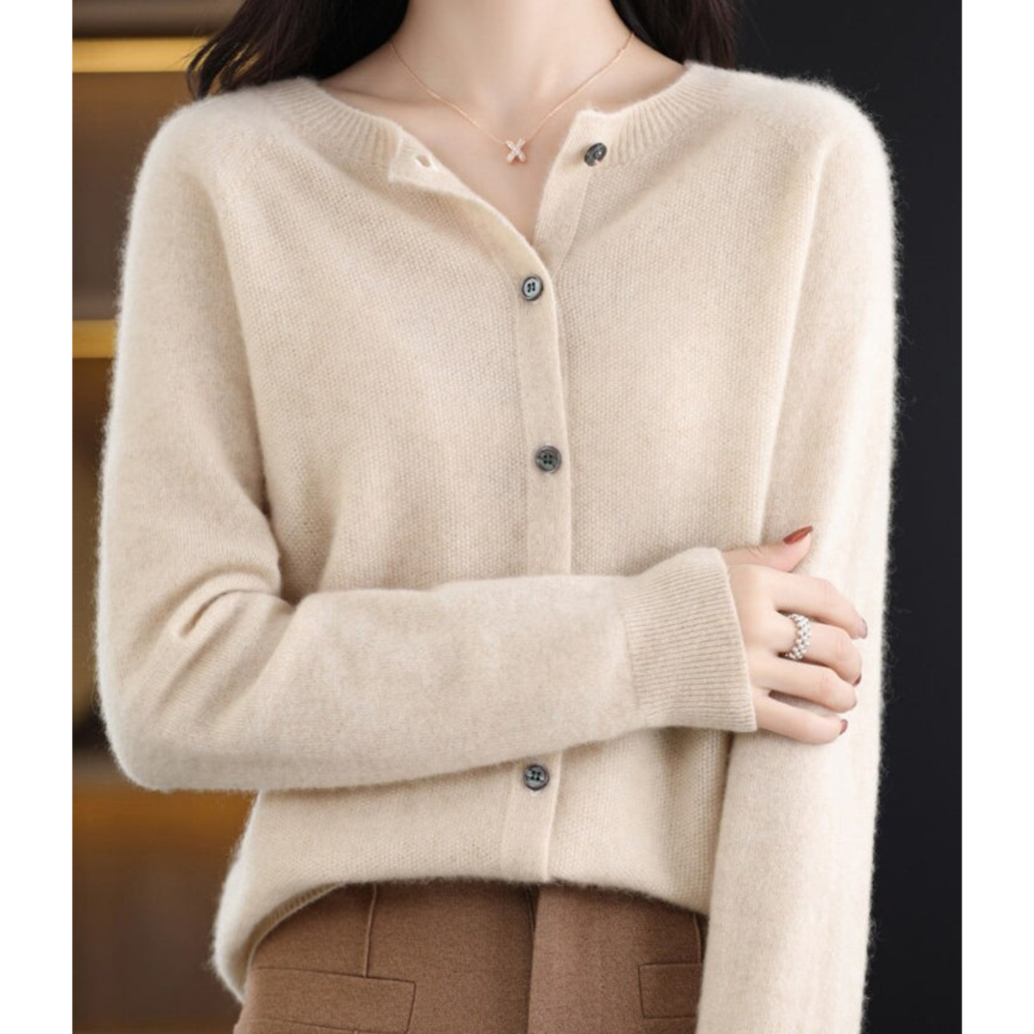 Cardigan Damen | Knopfleiste & weichem Strick