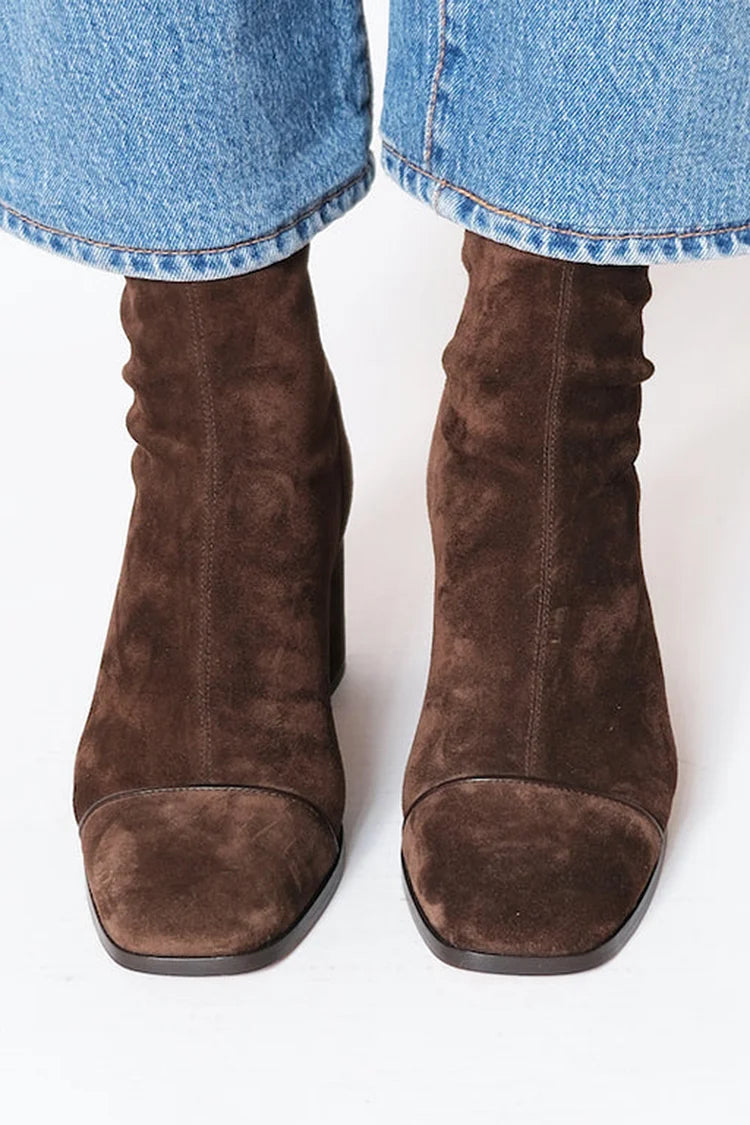 Stiefeletten Damen | Blockabsatz & Eckiger Zehenpartie