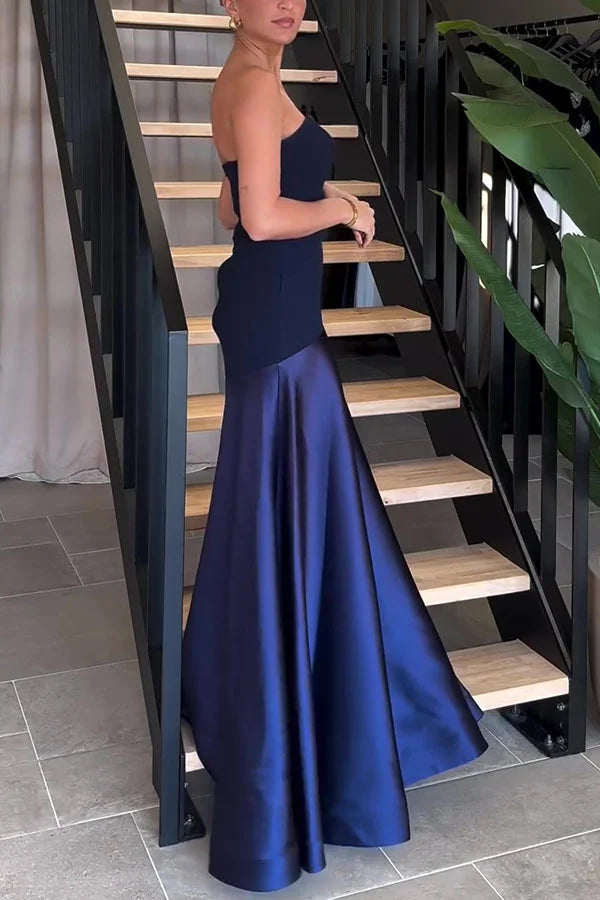 Kleid Hochzeitsgast Damen | Maxi mit Bandeau & zweiteiligem Oberteil