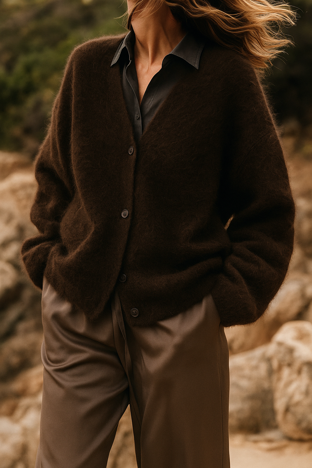 Winterstrickjacke Damen | Flauschige Struktur & Oversize-Schnitt