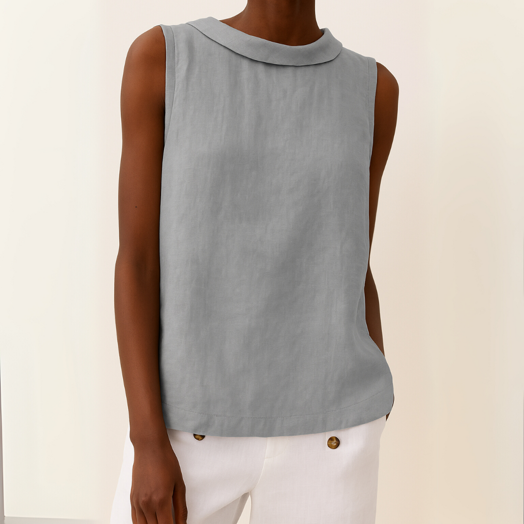 Bluse Damen | Ärmellos mit Umschlagkragen