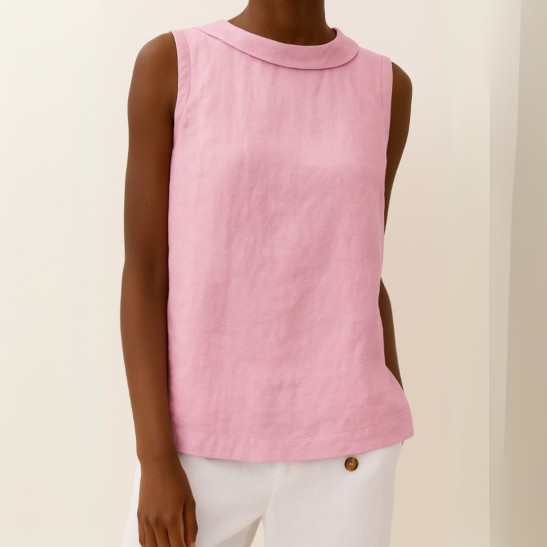 Bluse Damen | Ärmellos mit Umschlagkragen