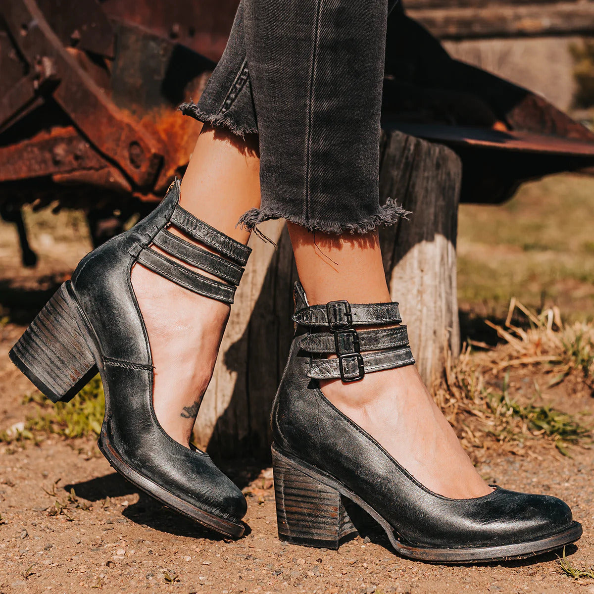 Pumps Damen | Blockabsatz & Doppelschnalle