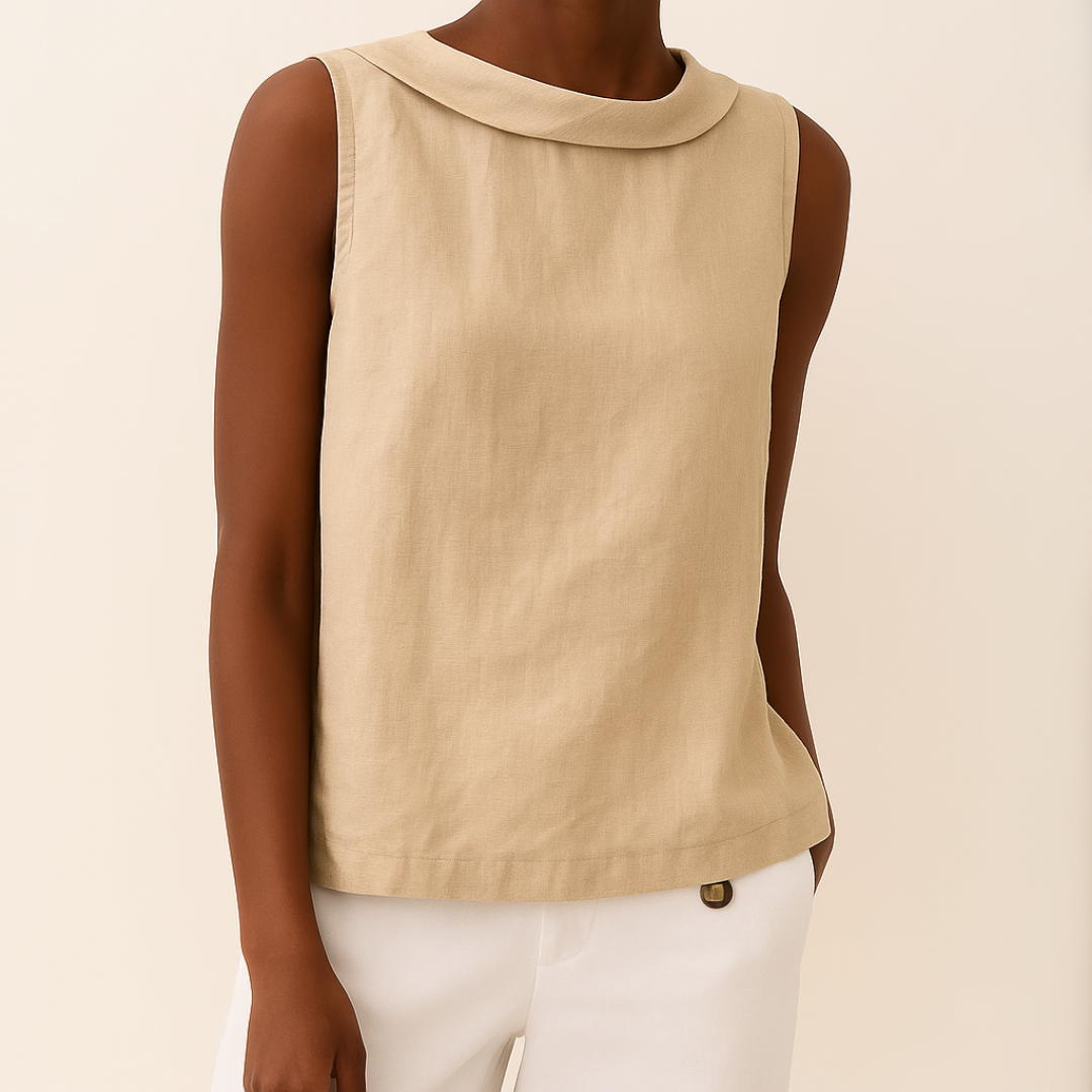Bluse Damen | Ärmellos mit Umschlagkragen