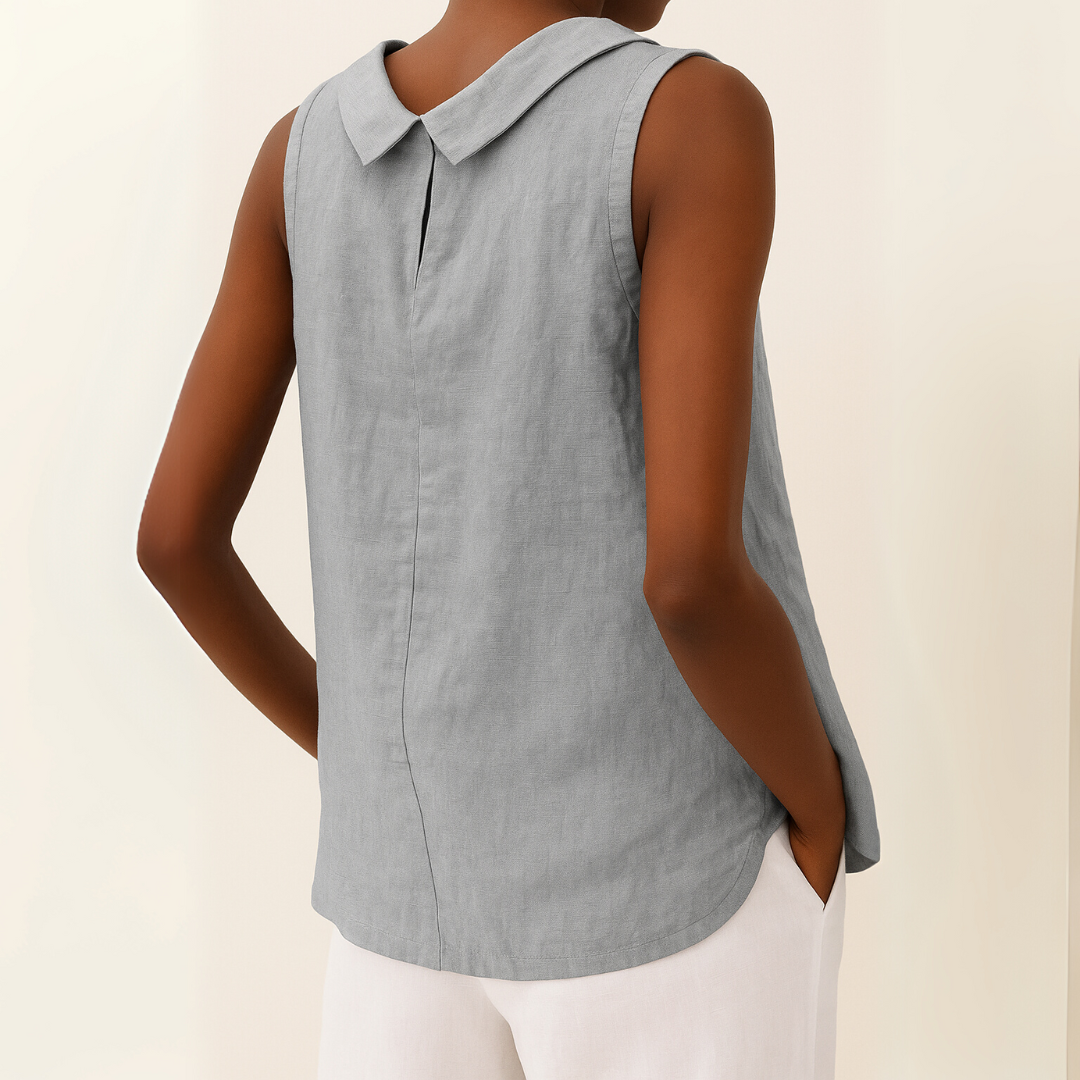 Bluse Damen | Ärmellos mit Umschlagkragen