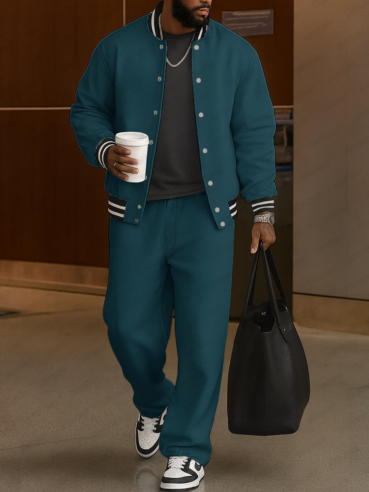 Klassisches Set aus Jacke und Hose | Streifenbesatz & Geradlinige Passform