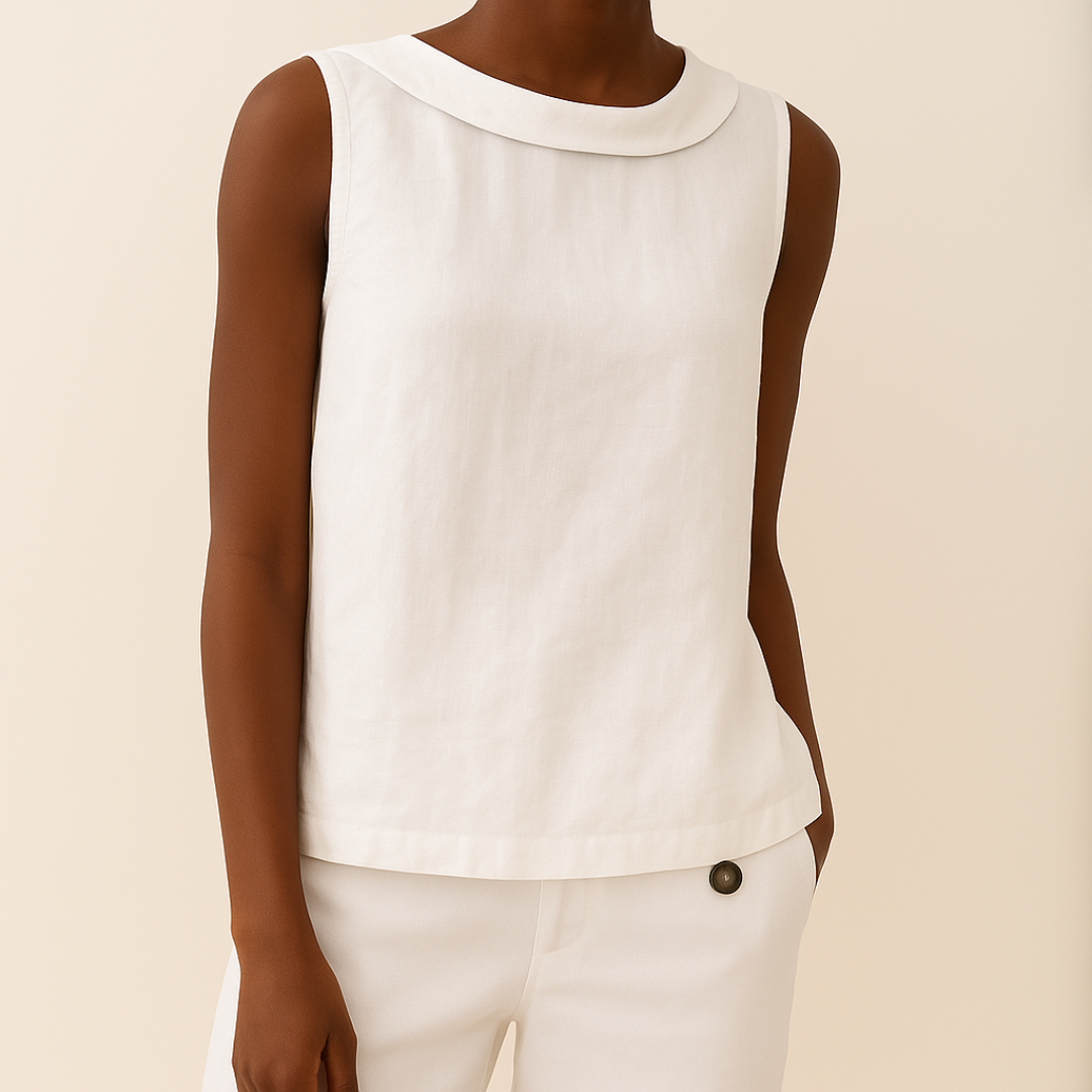 Bluse Damen | Ärmellos mit Umschlagkragen