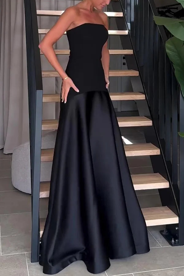 Kleid Hochzeitsgast Damen | Maxi mit Bandeau & zweiteiligem Oberteil