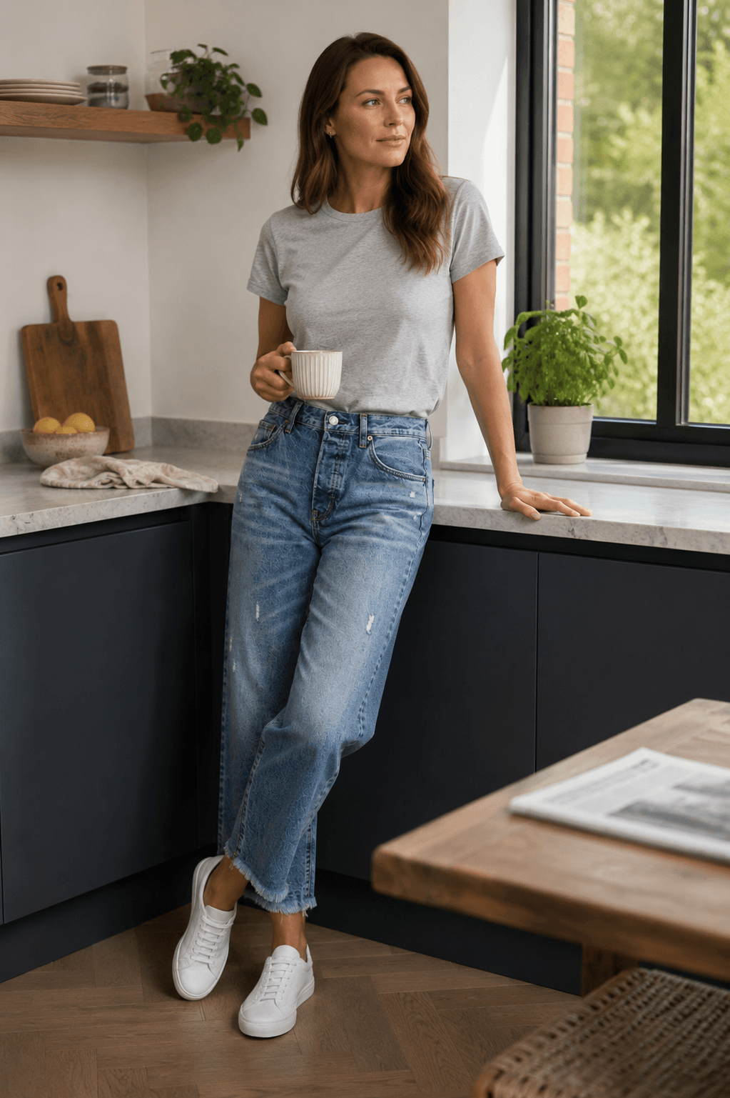 Jeans Damen | Cropped High Waist mit Destroyed-Optik & Fransensaum