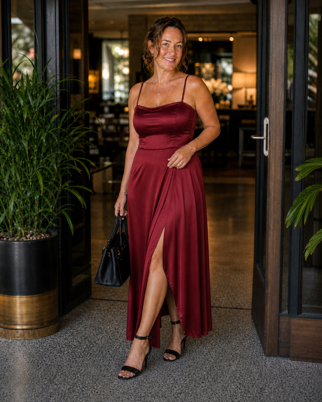 Kleid Hochzeitsgast Damen Maxikleid | Spaghettiträgern, Wasserfallausschnitt & Wickelrock