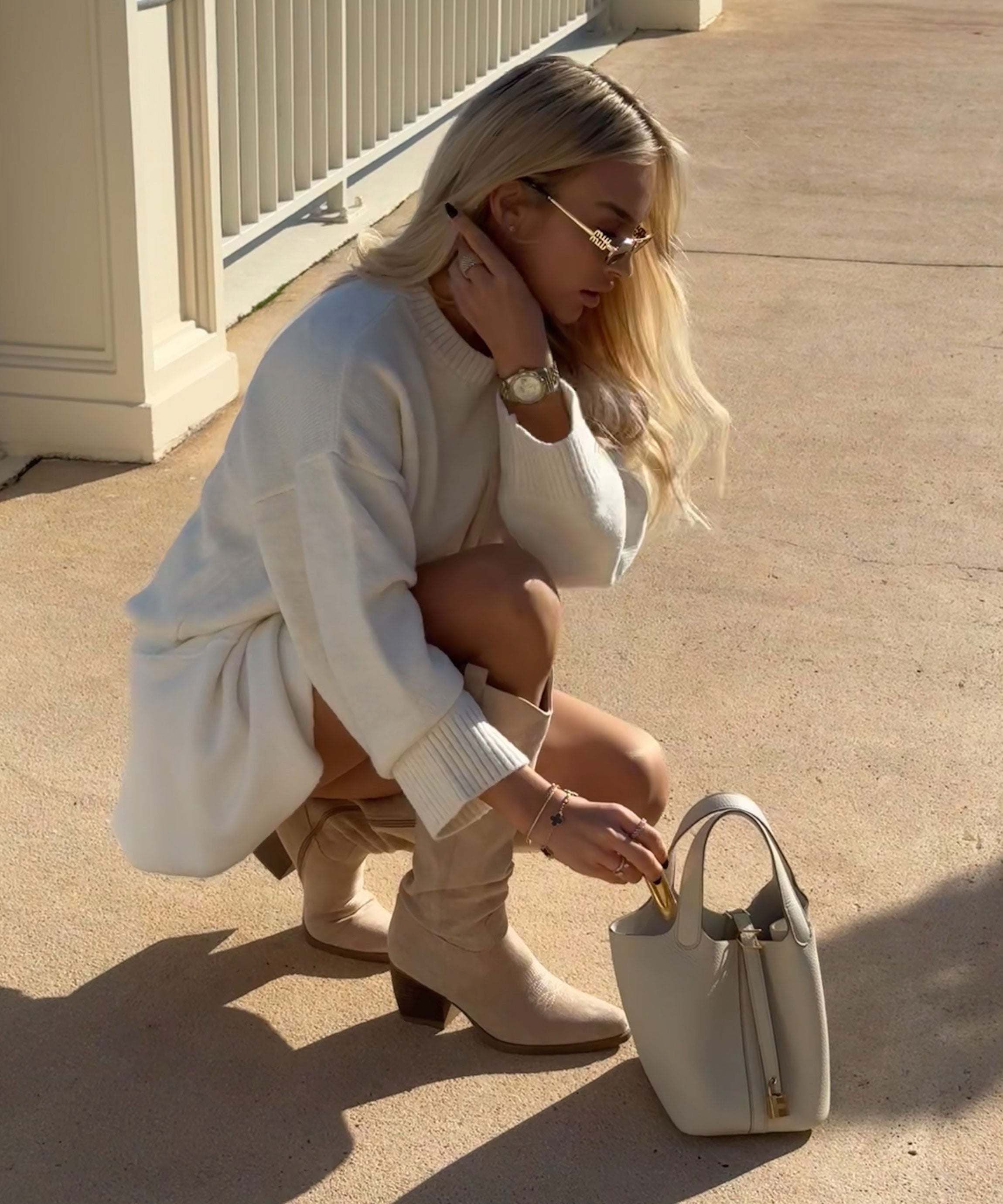 Liz Hoge Beige Cowboylaarzen Dames