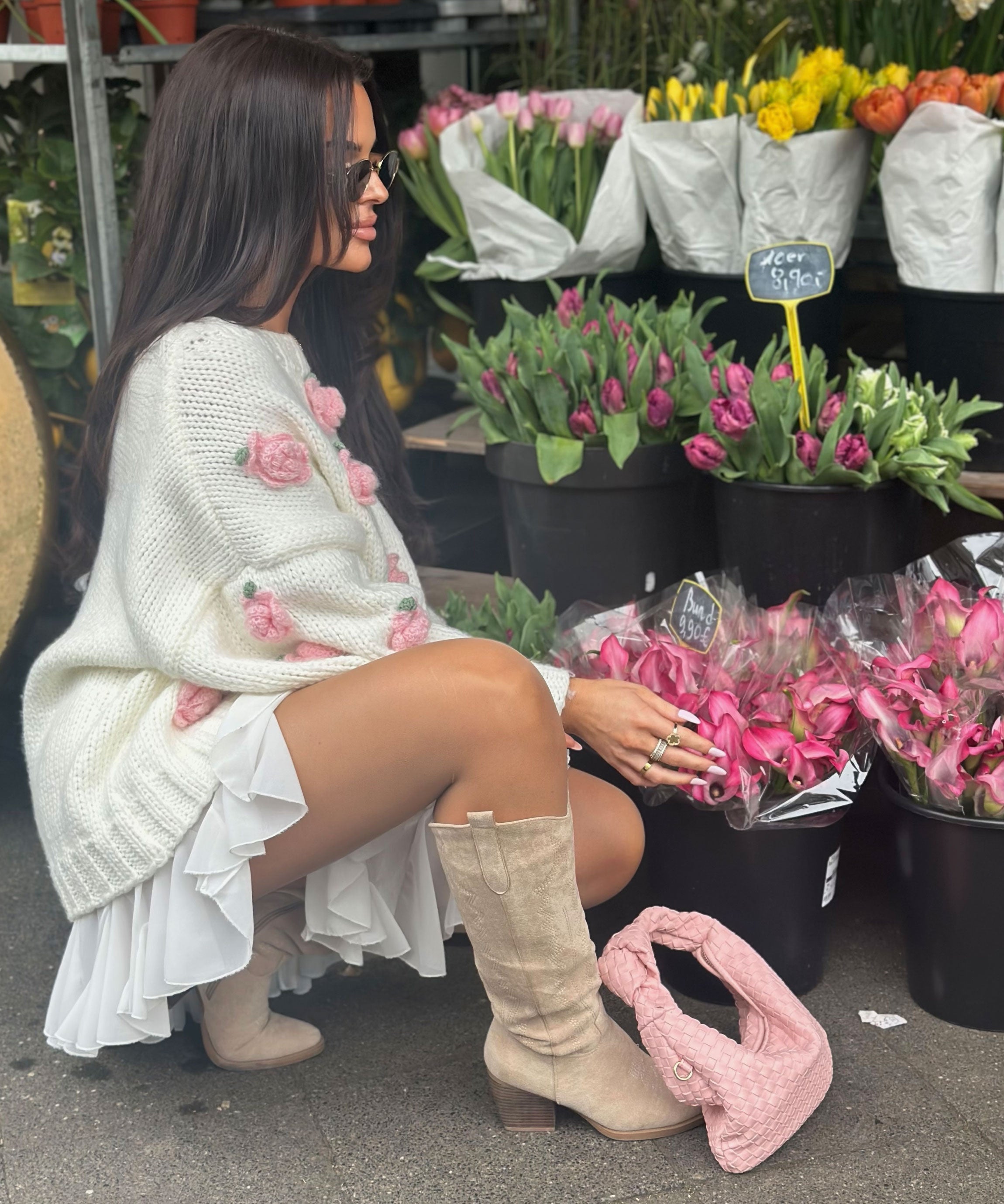 Liz Hoge Beige Cowboylaarzen Dames