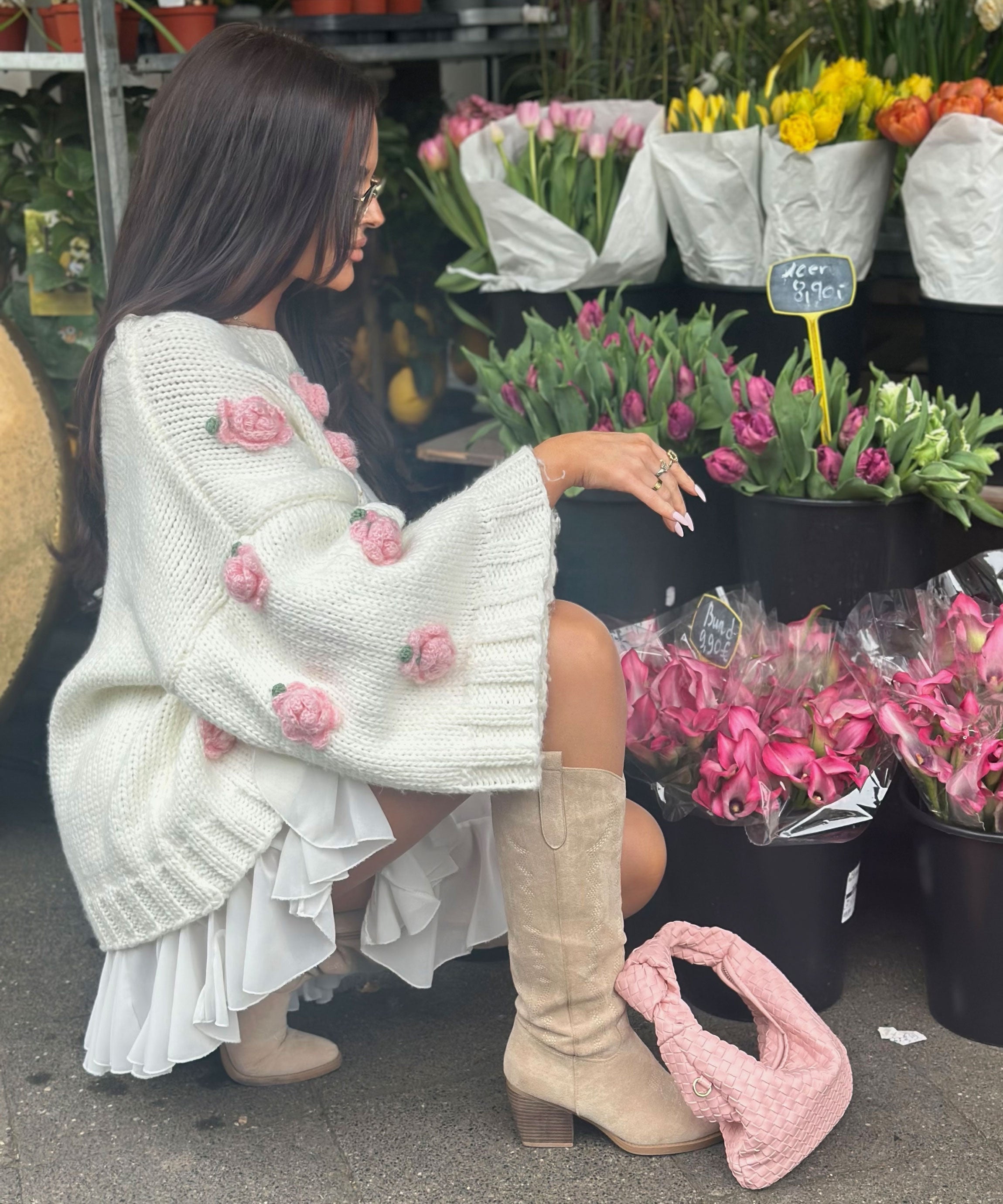 Liz Hoge Beige Cowboylaarzen Dames