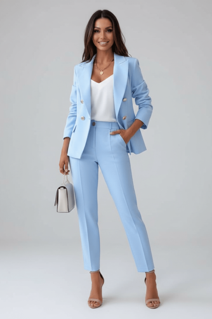 Hosenanzug Damen | Blazer & goldenen Knöpfen