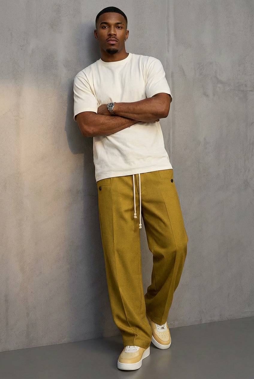 Jogginghose Herren | Wide Leg mit Kordelzug & Lockerem Schnitt