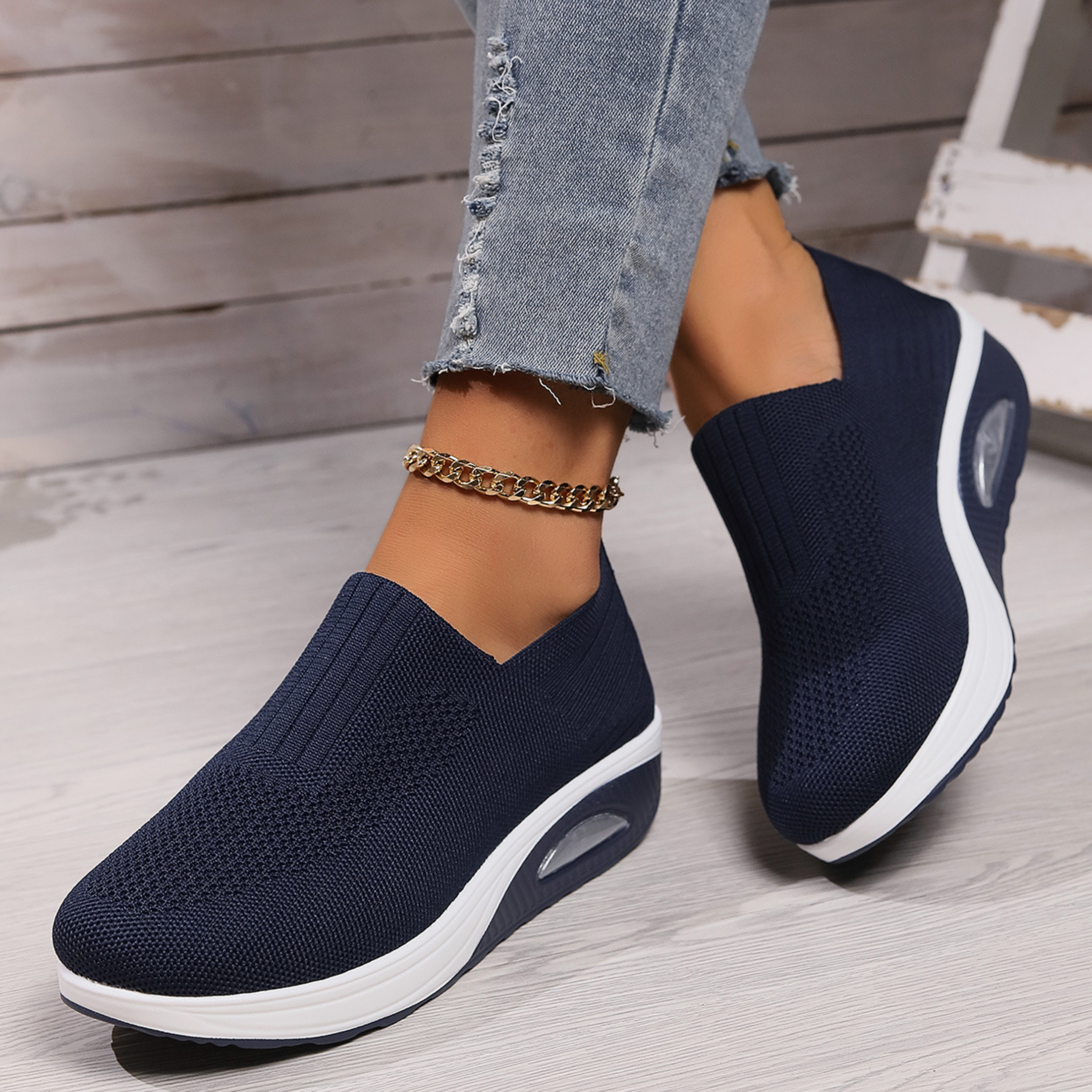 Sneaker Damen | Slip-on mit Luftkissen & Mesh-Obermaterial