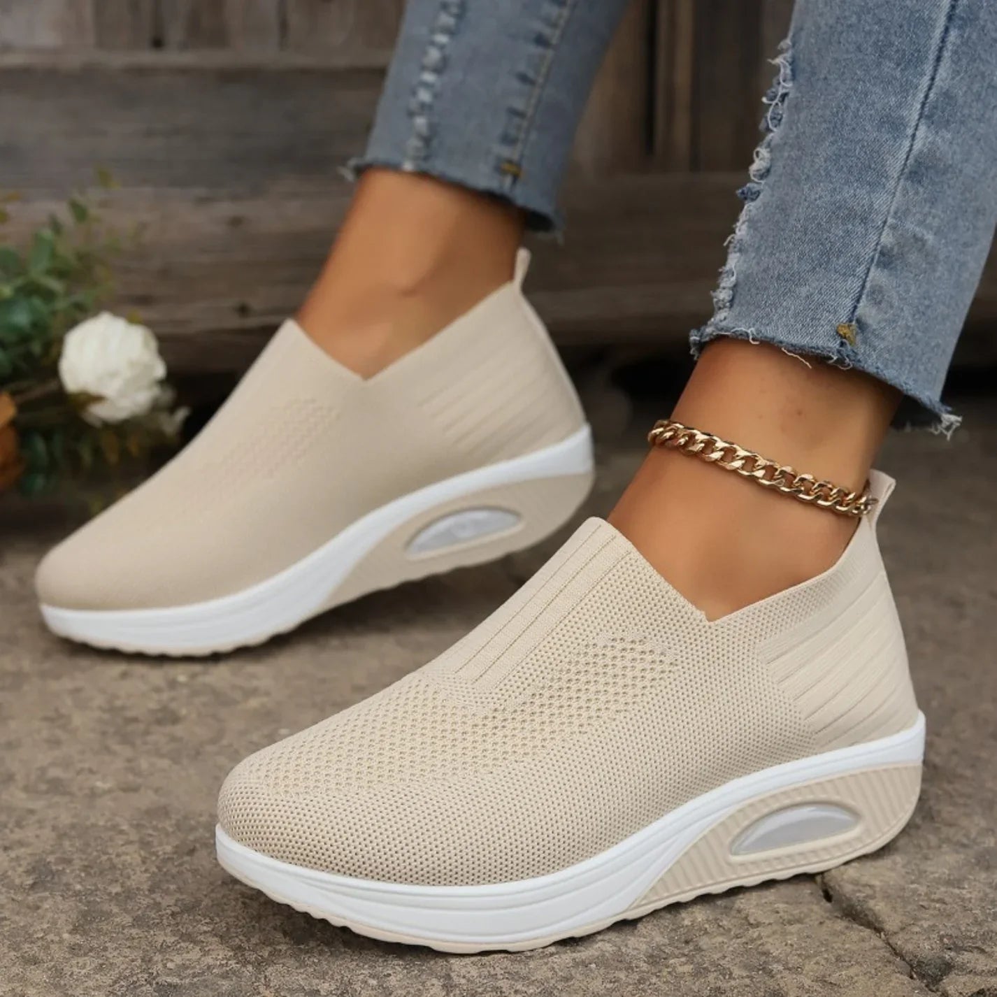 Sneaker Damen | Slip-on mit Luftkissen & Mesh-Obermaterial