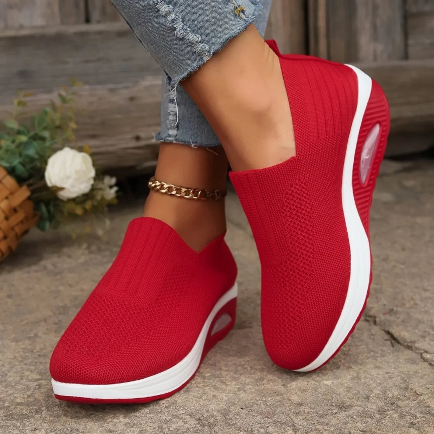 Sneaker Damen | Slip-on mit Luftkissen & Mesh-Obermaterial