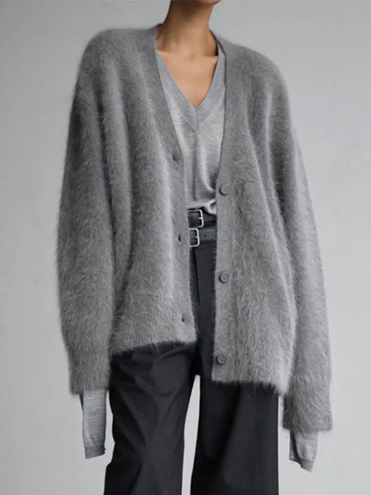 Winterstrickjacke Damen | Flauschige Struktur & Oversize-Schnitt