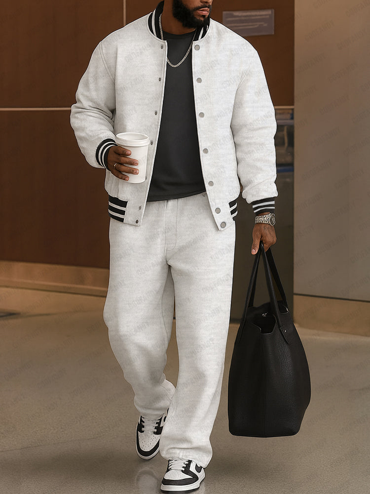 Klassisches Set aus Jacke und Hose | Streifenbesatz & Geradlinige Passform