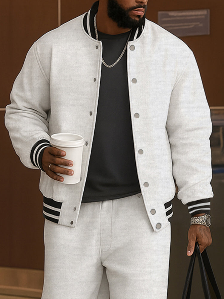 Klassisches Set aus Jacke und Hose | Streifenbesatz & Geradlinige Passform