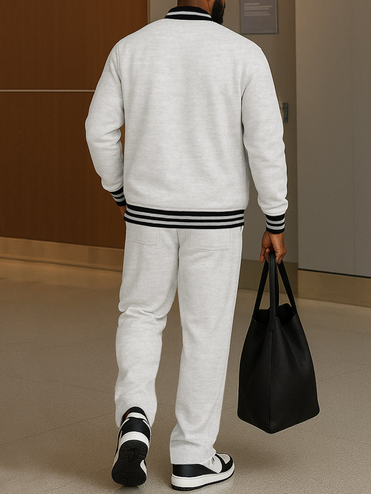 Klassisches Set aus Jacke und Hose | Streifenbesatz & Geradlinige Passform