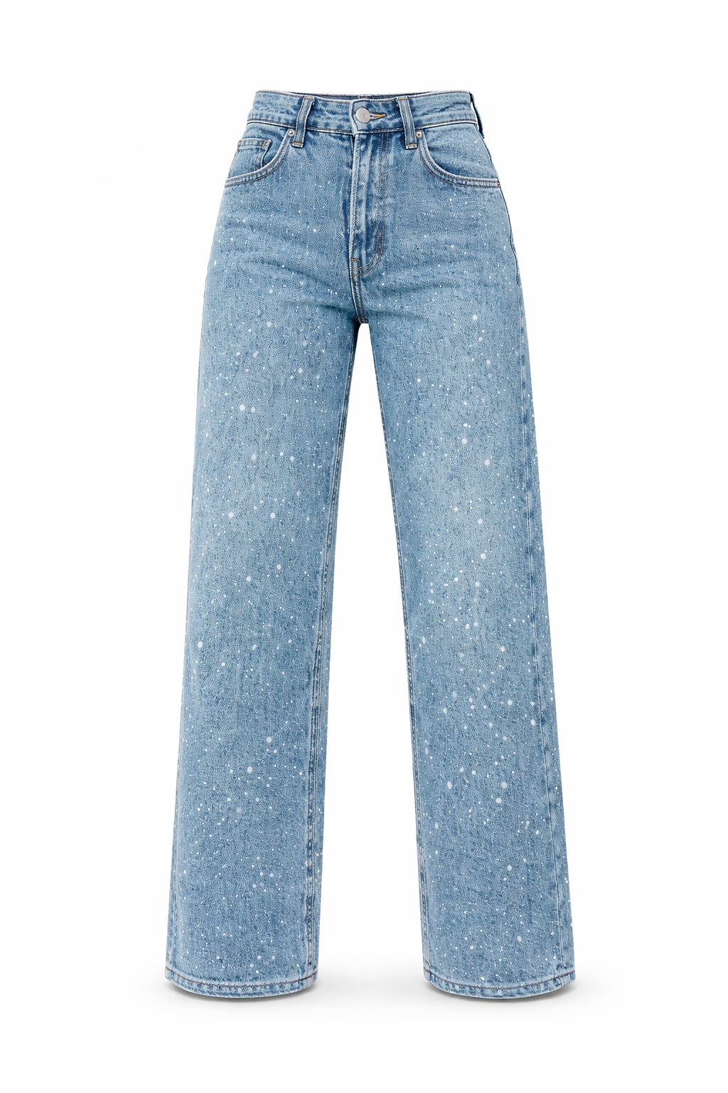 Jeans Damen | High Waist mit Glitzerdetails & weitem Bein