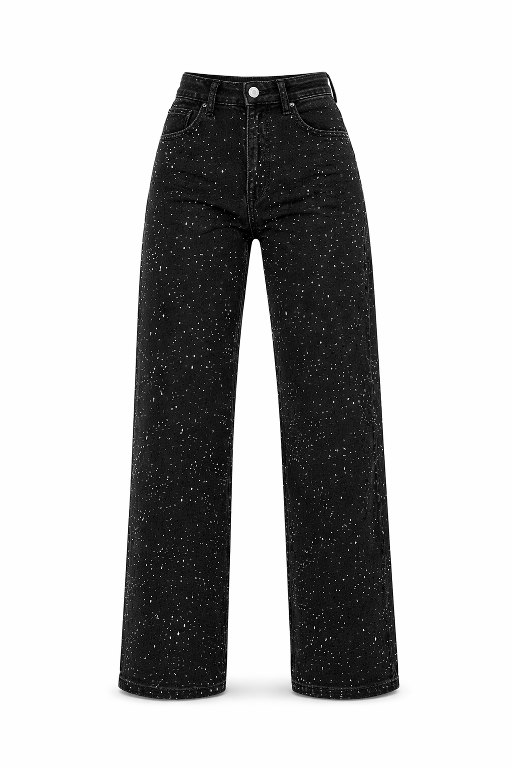 Jeans Damen | High Waist mit Glitzerdetails & weitem Bein