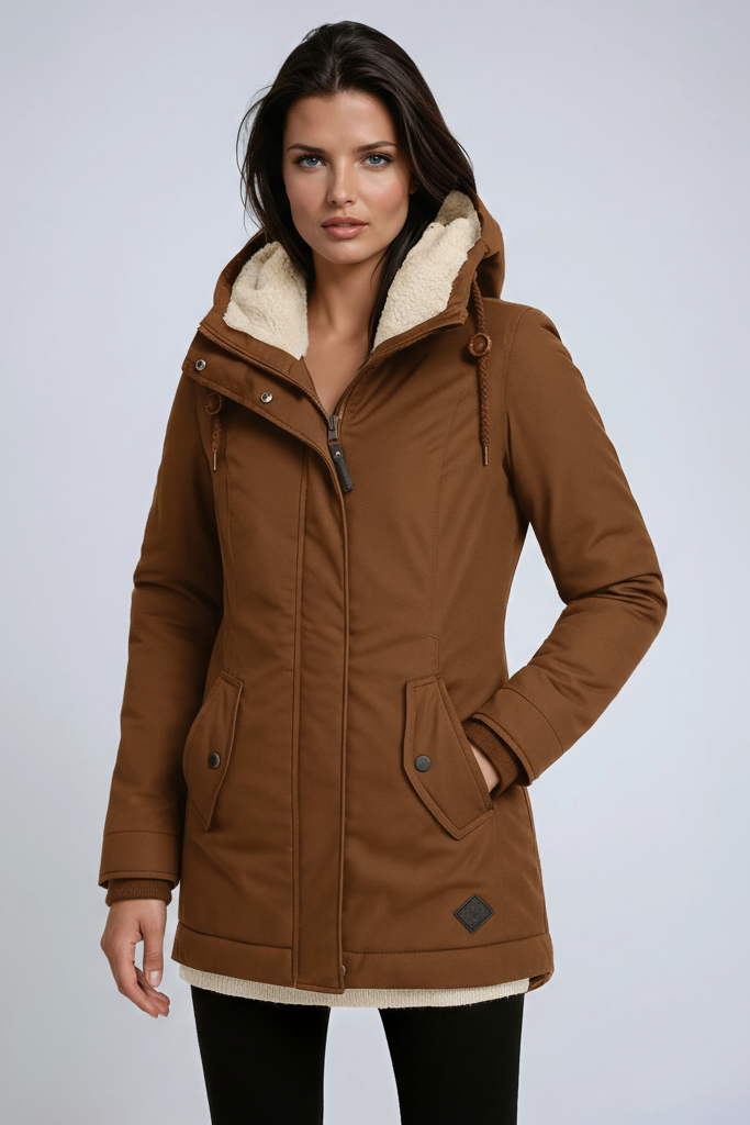 Winterjacke Damen | Fleecegefütterte Kapuze Mit Definiertem Schnitt