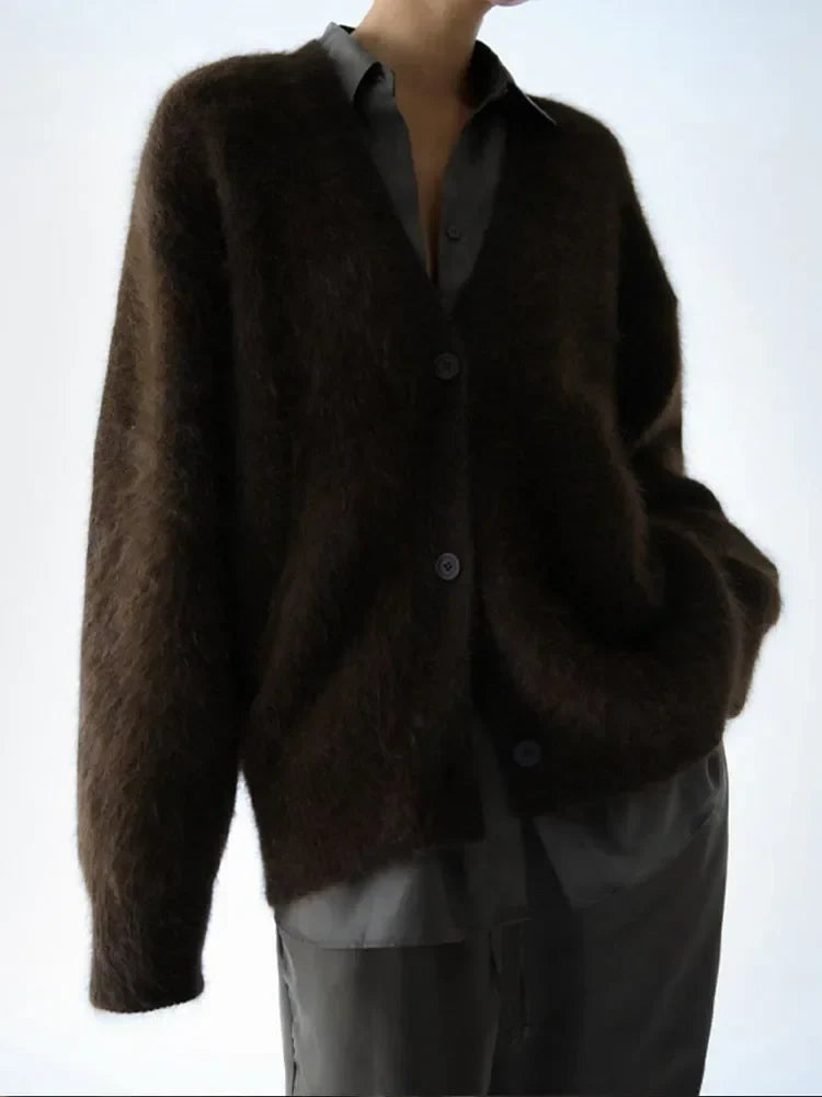 Winterstrickjacke Damen | Flauschige Struktur & Oversize-Schnitt