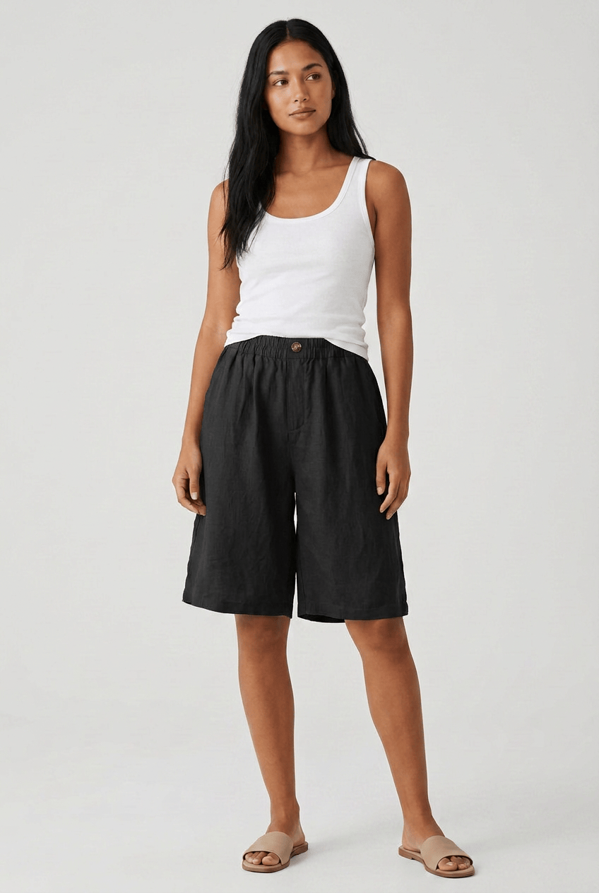 Damenshorts | Lockere Passform & elastischer Bund mit Knopfdetails