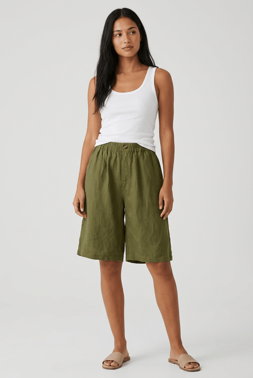 Damenshorts | Lockere Passform & elastischer Bund mit Knopfdetails
