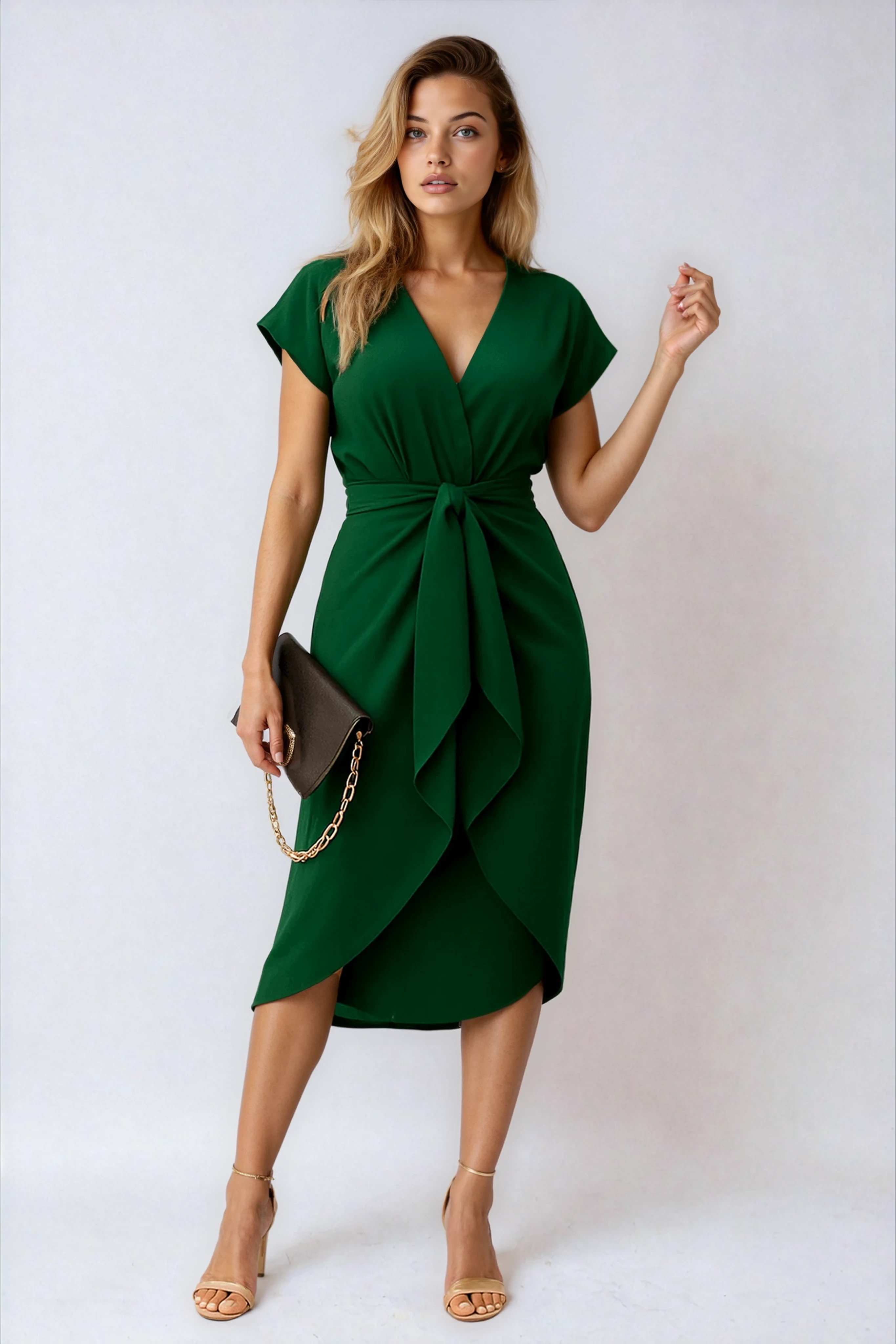 Fiora - Damen Abendkleid | Drapierter Fall & Taillenbindung