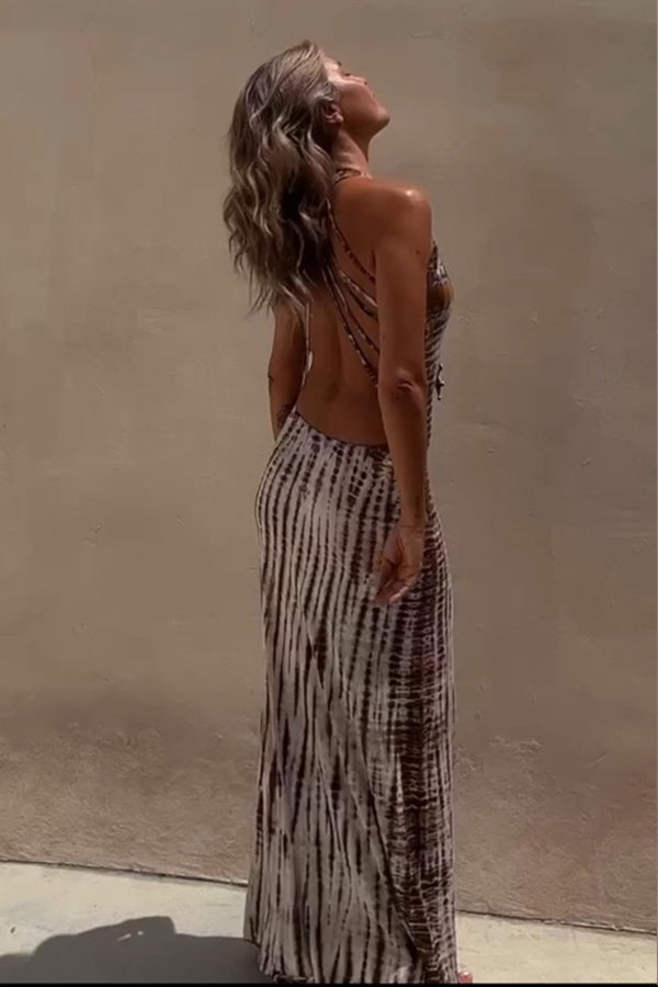 Sommerkleid Damen | Maxi mit Tie-Dye-Print & Rückenausschnitt