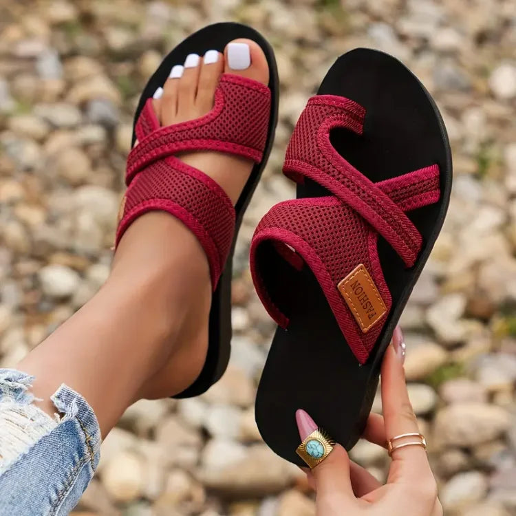 Sandalen Damen Pantoletten | Gekreuzten Mesh-Riemen