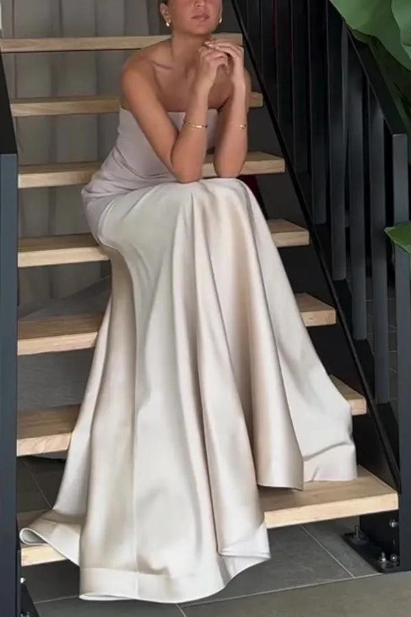 Kleid Hochzeitsgast Damen | Maxi mit Bandeau & zweiteiligem Oberteil