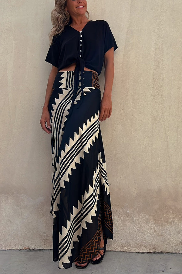 Damenrock | Elastischer Bund Mit Geometrischem Muster