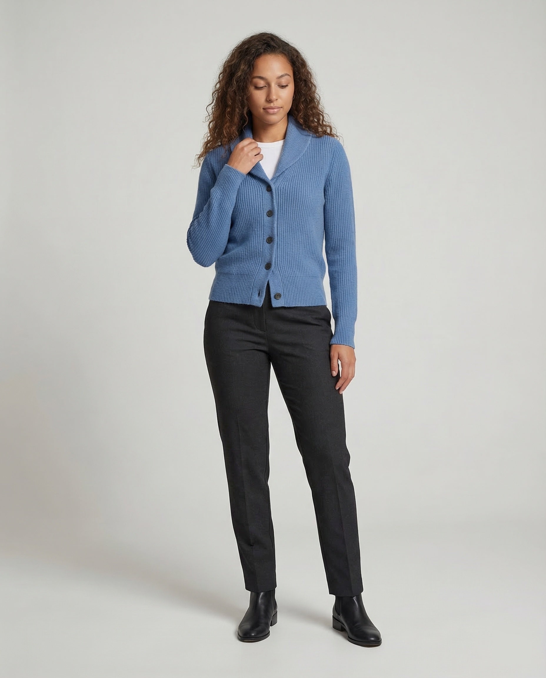 Cardigan Damen | Reverskragen & Rippenstrick