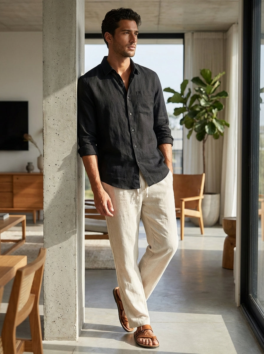 Herren Set Kragen Langen Ärmeln Schmaler Passform | Klassisch