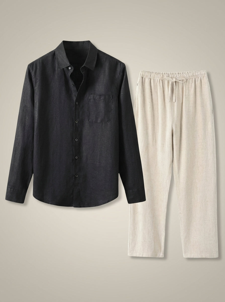 Herren Set Kragen Langen Ärmeln Schmaler Passform | Klassisch