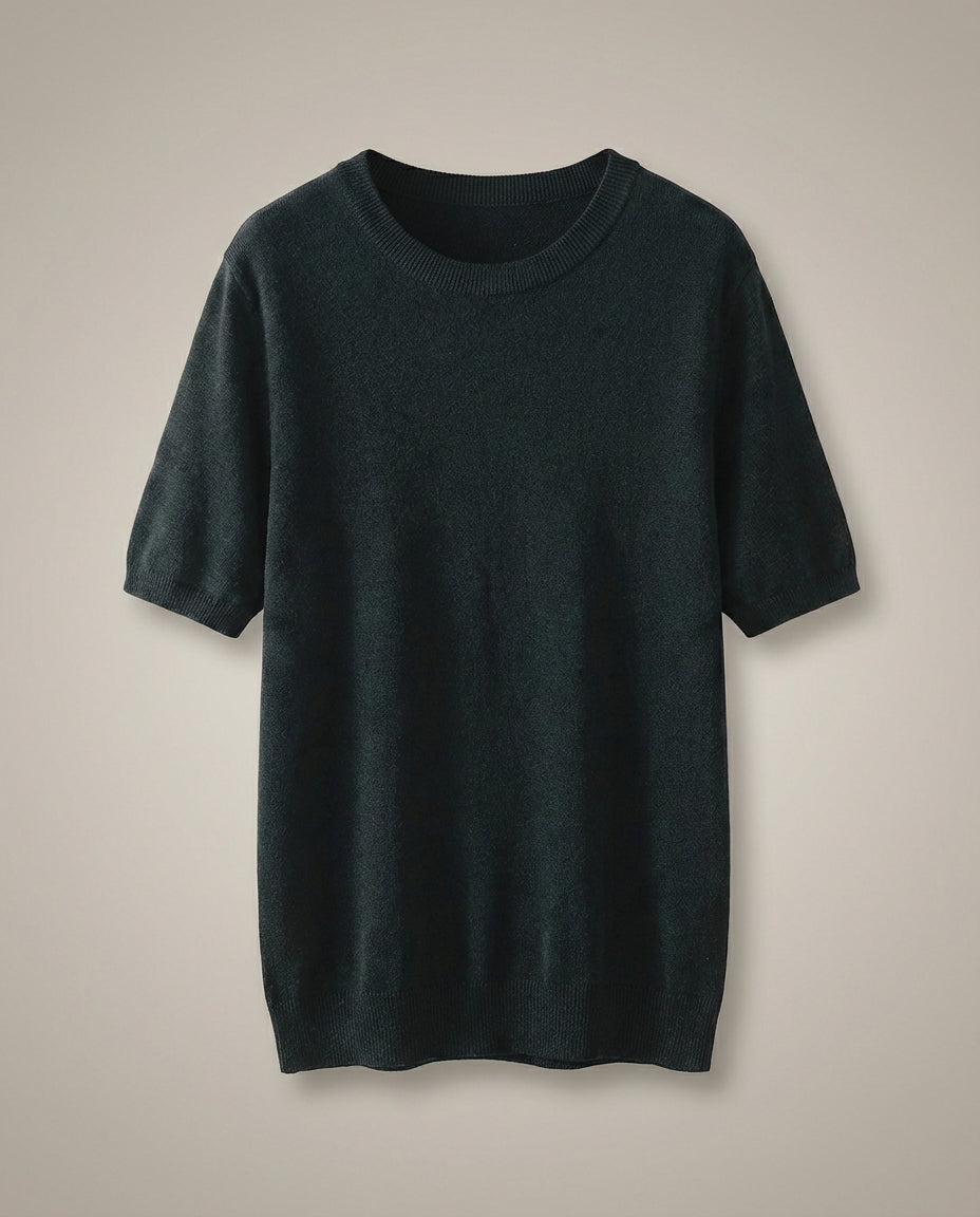 Herren Rundhalsausschnitt Kurzen Ärmeln T-Shirt | Gerippter Saum