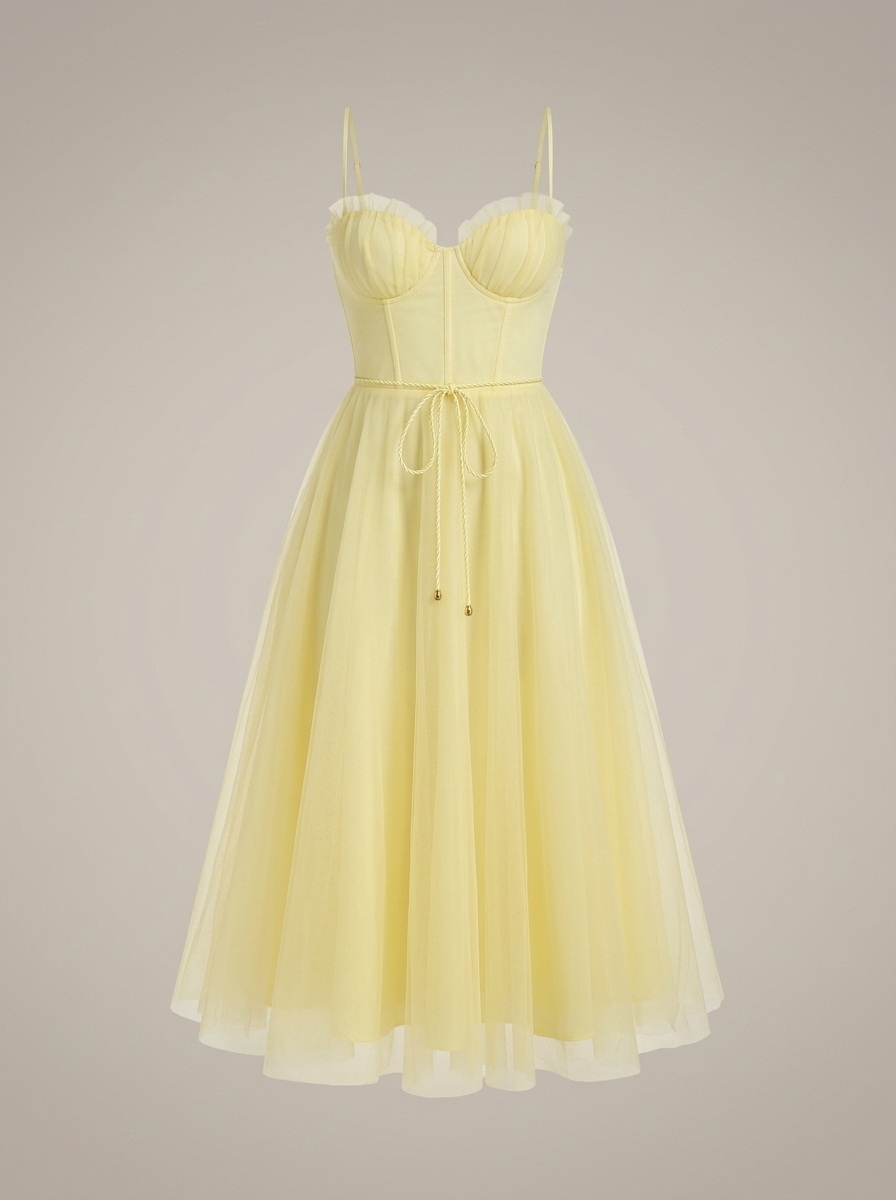 Abendkleid Damen | Midi Kleid mit Korsett Oberteil