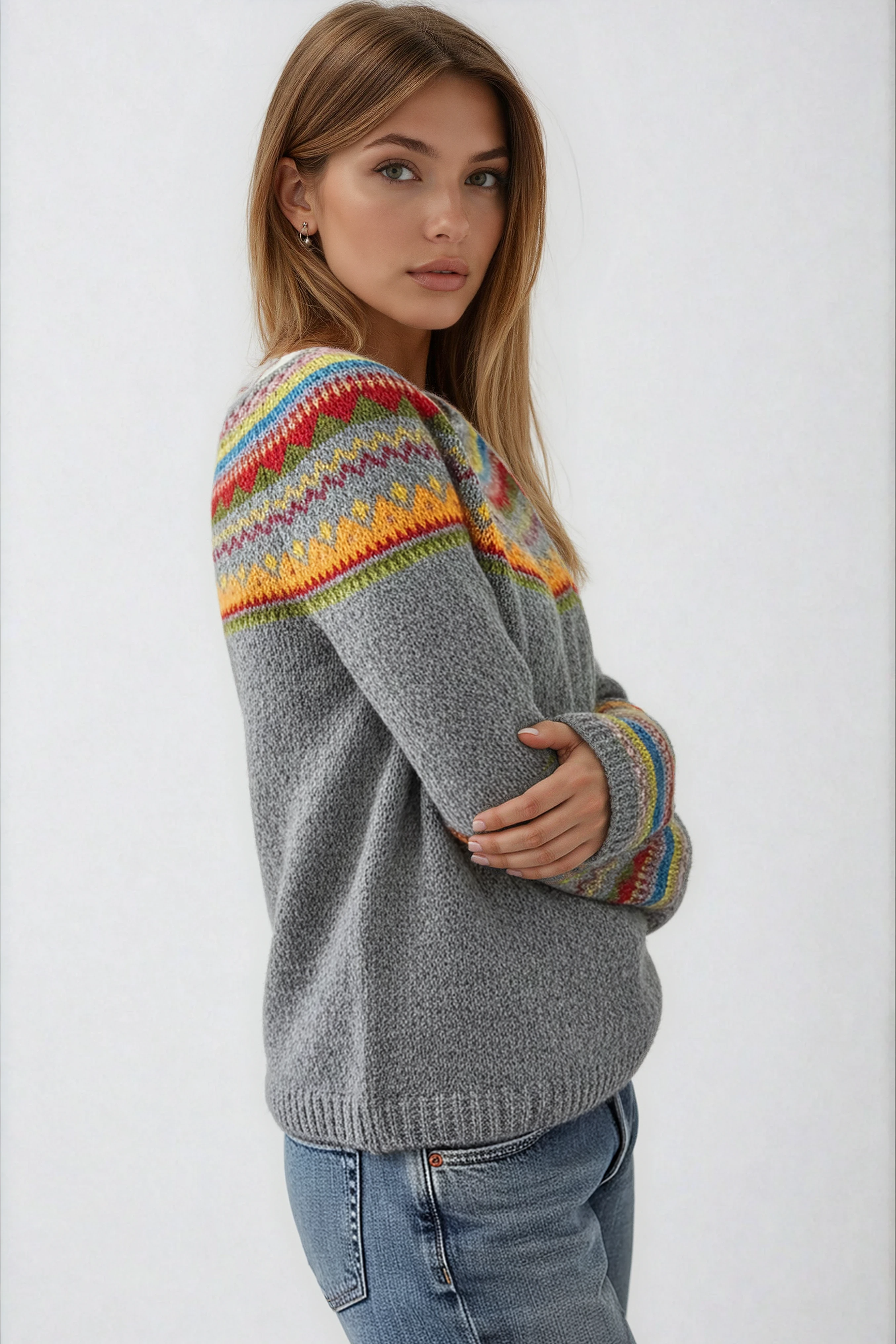 Mirelle - Damski Sweter Zimowy | Ciepła Dzianina z Wzorzysty Design