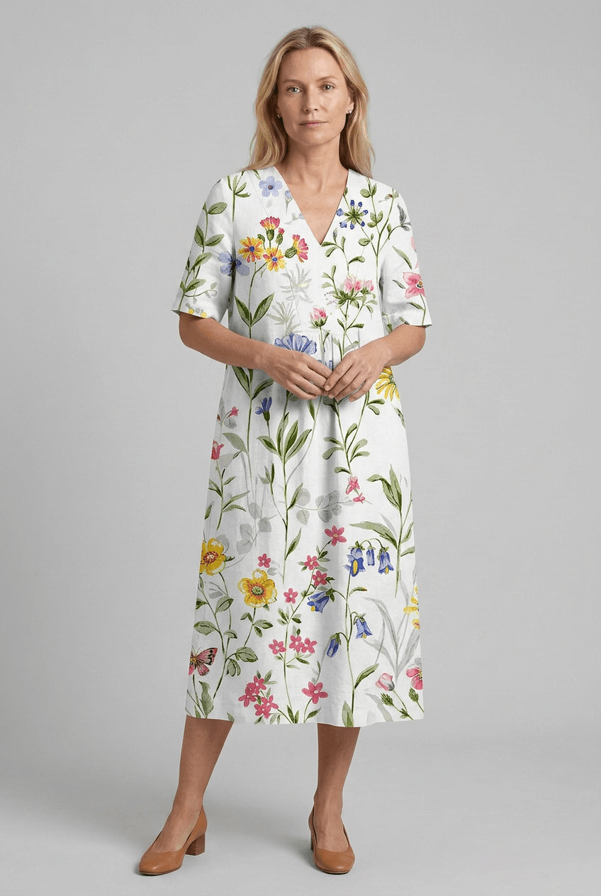 Sommerkleid Damen | Midi mit Blumenprint